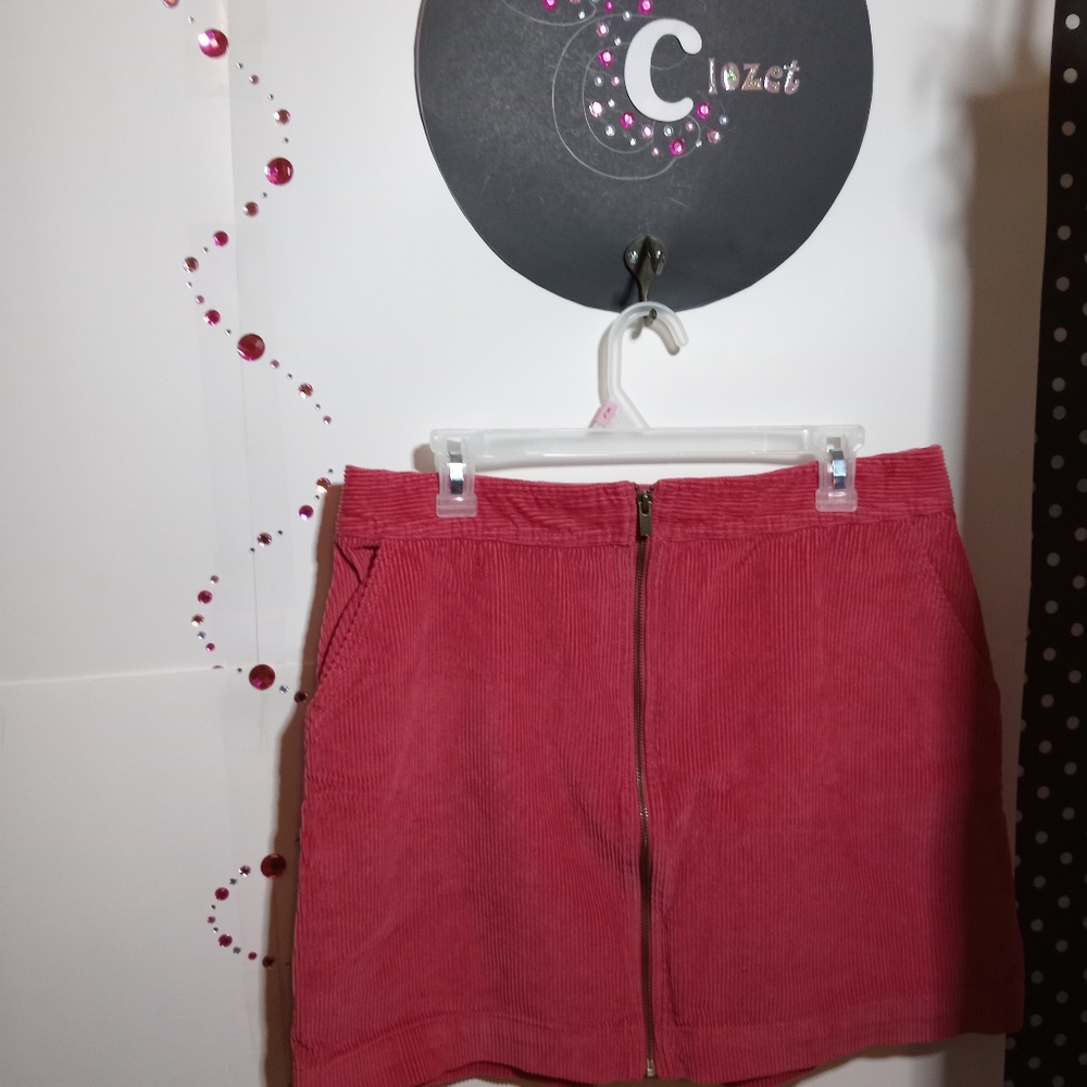 Gap Corduroy Front Zip Mini Skirt SZ 14 cotton
